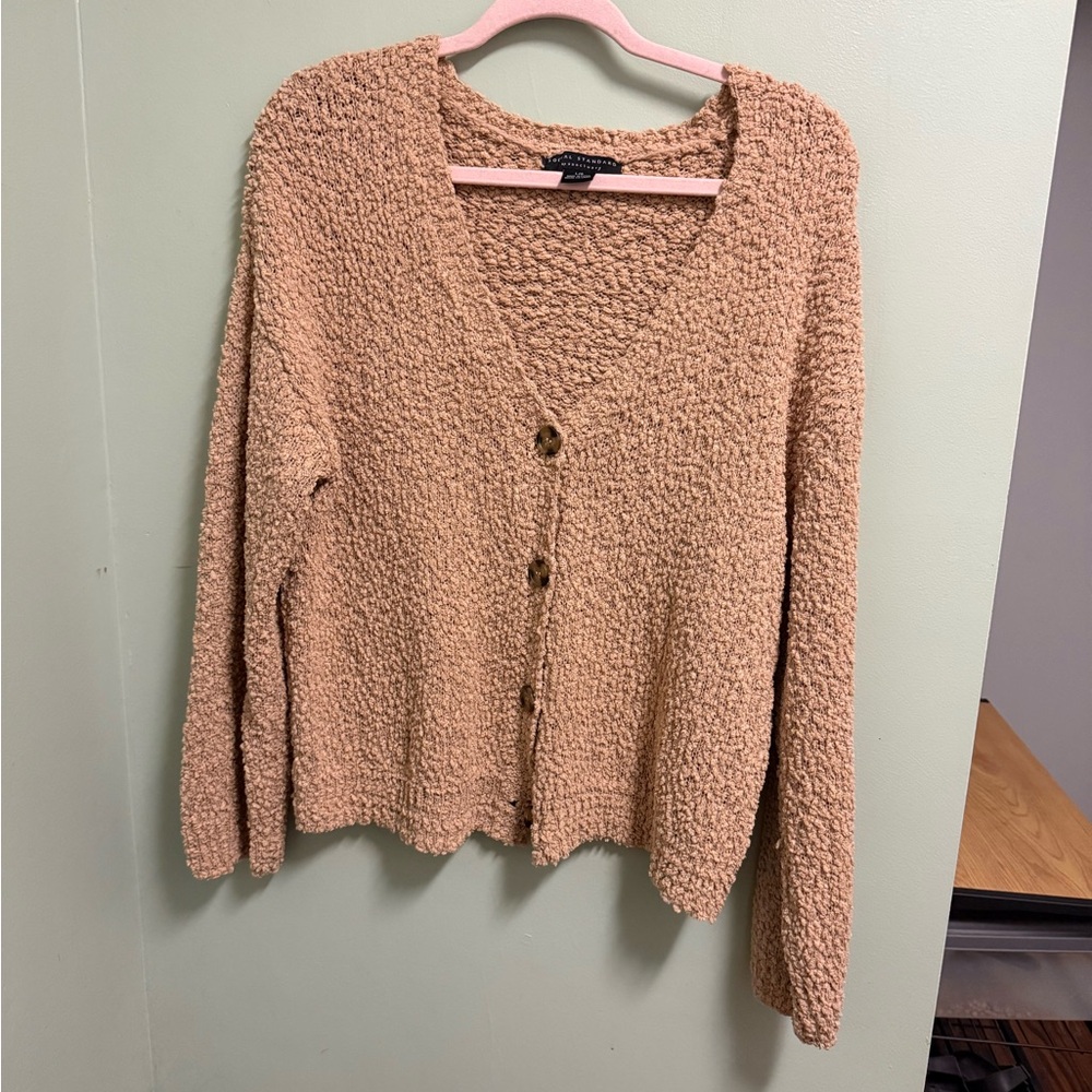 Chic Tan Popcorn Cardigan Sweater